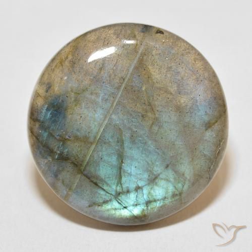30.10ct طبيعي متعدد الألوان لابرادوريت, دائري, نصف شفاف