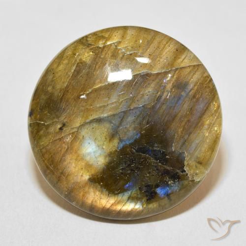 28.60ct طبيعي متعدد الألوان لابرادوريت, دائري, نصف شفاف