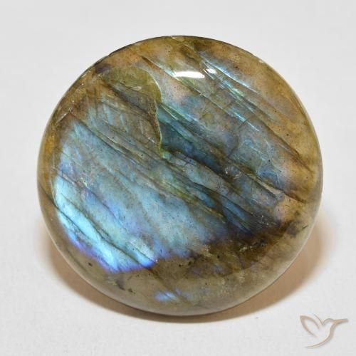 27.33ct طبيعي متعدد الألوان لابرادوريت, دائري, نصف شفاف