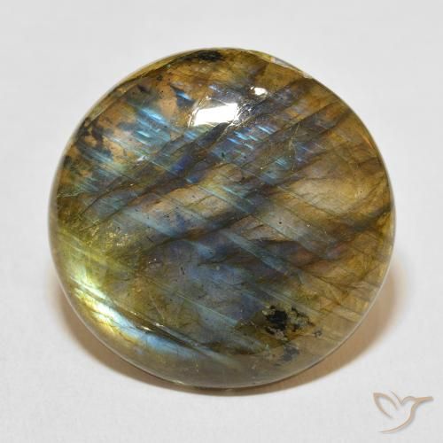 27.85ct طبيعي متعدد الألوان لابرادوريت, دائري, نصف شفاف