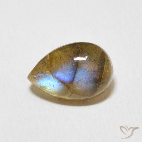 1.75ct طبيعي متعدد الألوان لابرادوريت, شكل الكمثرى, نصف شفاف
