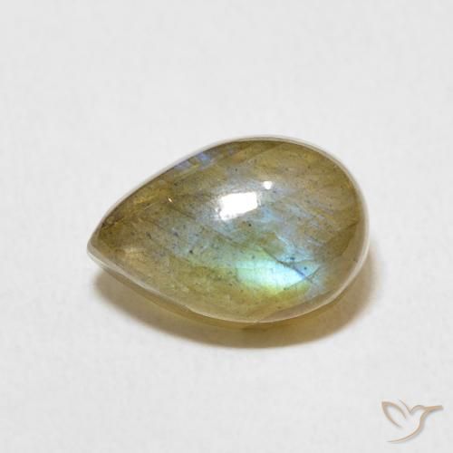 2.68ct طبيعي متعدد الألوان لابرادوريت, شكل الكمثرى, نصف شفاف