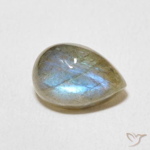 2.42ct طبيعي متعدد الألوان لابرادوريت, شكل الكمثرى, نصف شفاف