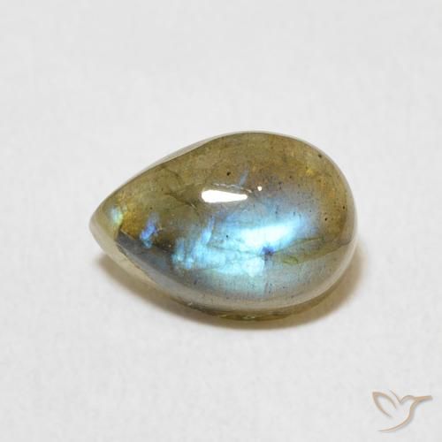 1.78ct طبيعي متعدد الألوان لابرادوريت, شكل الكمثرى, نصف شفاف