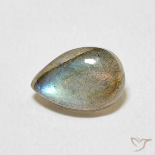 1.53ct طبيعي متعدد الألوان لابرادوريت, شكل الكمثرى, نصف شفاف
