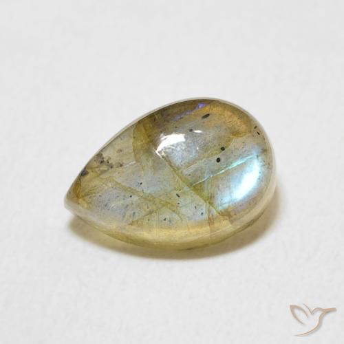 2.47ct طبيعي متعدد الألوان لابرادوريت, شكل الكمثرى, نصف شفاف