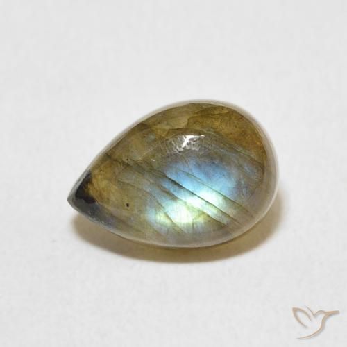 2.18ct طبيعي متعدد الألوان لابرادوريت, شكل الكمثرى, نصف شفاف