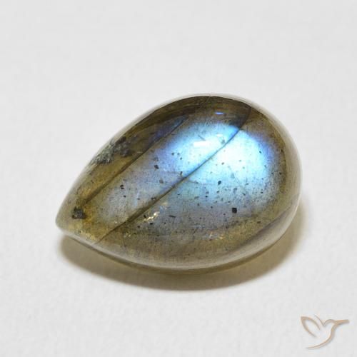 6.74ct طبيعي متعدد الألوان لابرادوريت, شكل الكمثرى, نصف شفاف