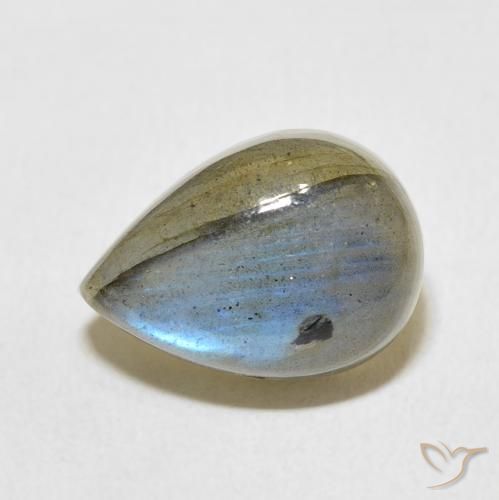 7.29ct طبيعي متعدد الألوان لابرادوريت, شكل الكمثرى, نصف شفاف