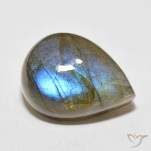 19.92ct طبيعي متعدد الألوان لابرادوريت, شكل الكمثرى, نصف شفاف