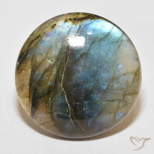 32.38ct طبيعي متعدد الألوان لابرادوريت, دائري, نصف شفاف