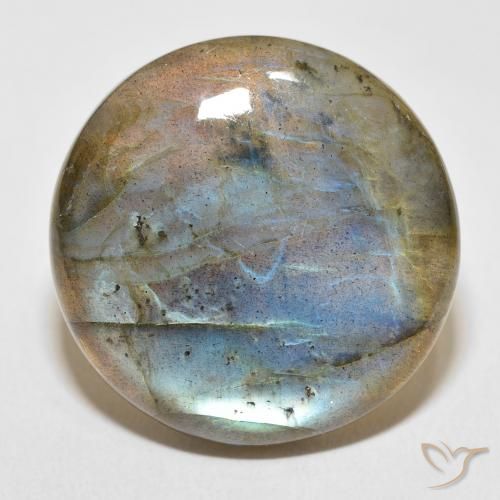 34.40ct طبيعي متعدد الألوان لابرادوريت, دائري, نصف شفاف