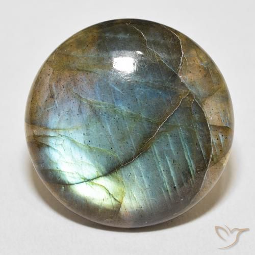 33.59ct طبيعي متعدد الألوان لابرادوريت, دائري, نصف شفاف