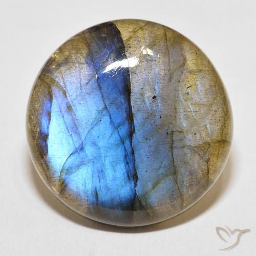 33.60ct طبيعي متعدد الألوان لابرادوريت, دائري, نصف شفاف