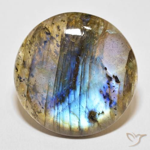 28.11ct طبيعي متعدد الألوان لابرادوريت, دائري, نصف شفاف