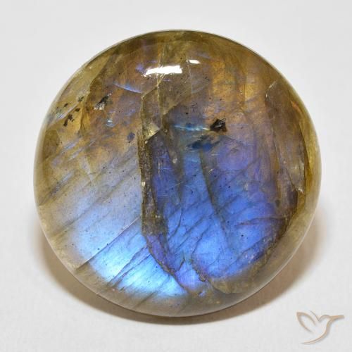 30.59ct طبيعي متعدد الألوان لابرادوريت, دائري, نصف شفاف