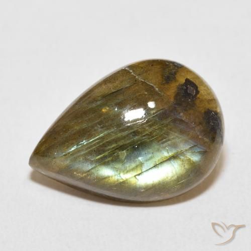 9.98ct طبيعي متعدد الألوان لابرادوريت, شكل الكمثرى, نصف شفاف