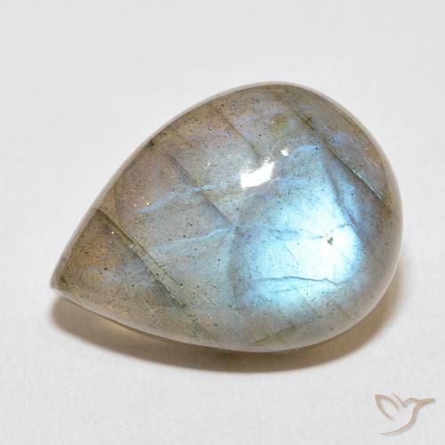 16.83ct طبيعي متعدد الألوان لابرادوريت, شكل الكمثرى, شفاف / نصف شفاف