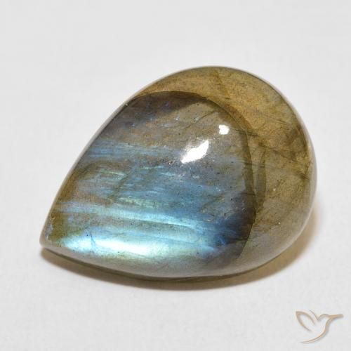 13.87ct طبيعي متعدد الألوان لابرادوريت, شكل الكمثرى, نصف شفاف
