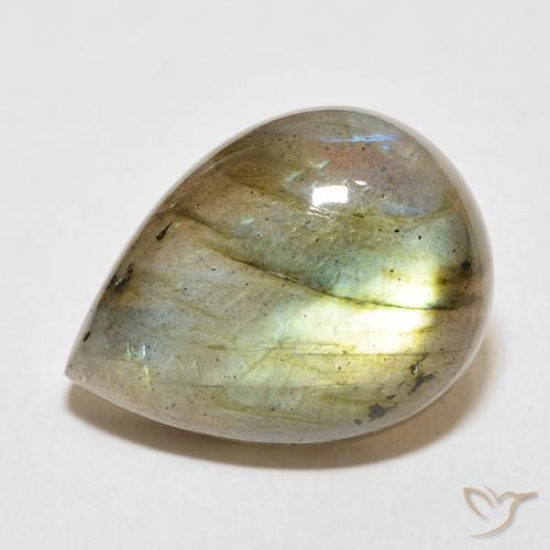 16.33ct طبيعي متعدد الألوان لابرادوريت, شكل الكمثرى, نصف شفاف