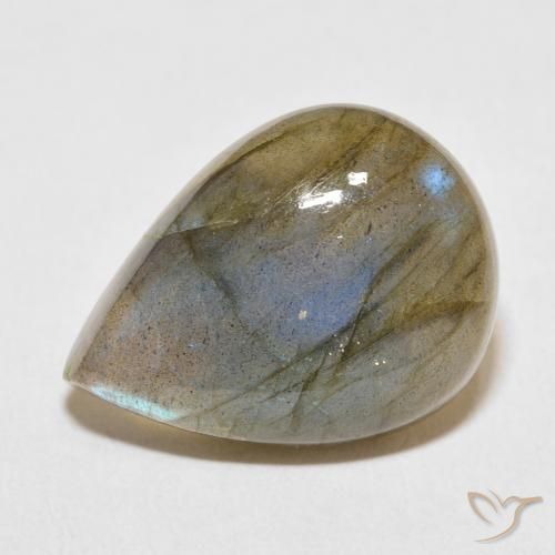 14.17ct طبيعي متعدد الألوان لابرادوريت, شكل الكمثرى, نصف شفاف