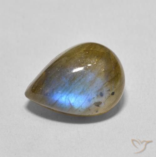 6.34ct طبيعي متعدد الألوان لابرادوريت, شكل الكمثرى, نصف شفاف