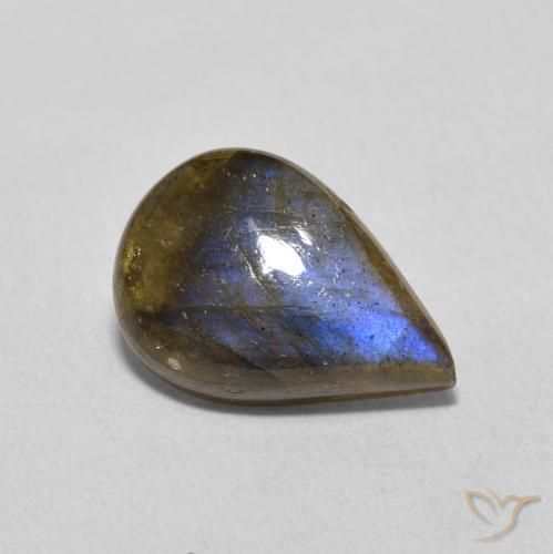 4.18ct طبيعي متعدد الألوان لابرادوريت, شكل الكمثرى, نصف شفاف