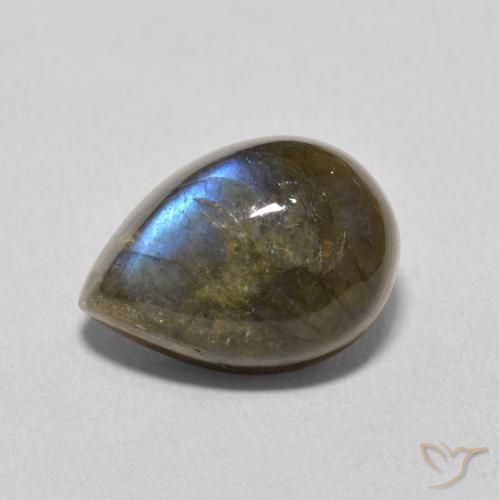 6.44ct طبيعي متعدد الألوان لابرادوريت, شكل الكمثرى, نصف شفاف