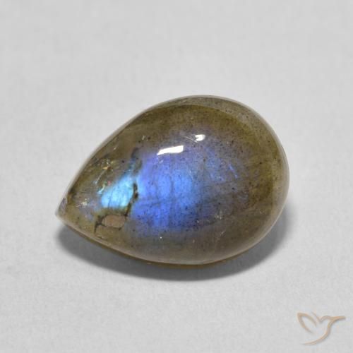 6.76ct طبيعي متعدد الألوان لابرادوريت, شكل الكمثرى, نصف شفاف