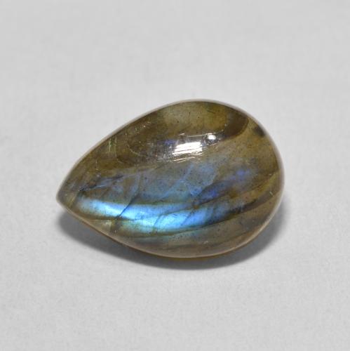 5.90ct طبيعي متعدد الألوان لابرادوريت, شكل الكمثرى, نصف شفاف