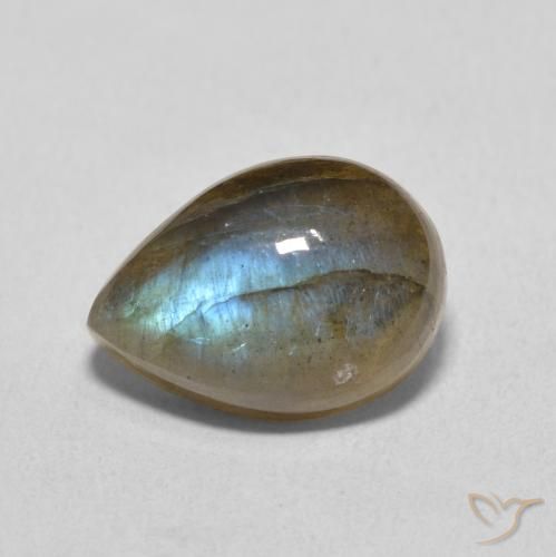 6.49ct طبيعي متعدد الألوان لابرادوريت, شكل الكمثرى, نصف شفاف
