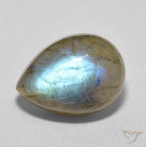 10.31ct طبيعي متعدد الألوان لابرادوريت, شكل الكمثرى, نصف شفاف