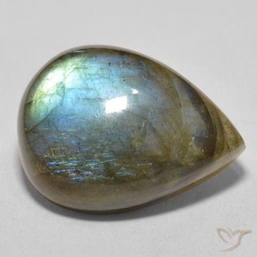 16.90ct طبيعي متعدد الألوان لابرادوريت, شكل الكمثرى, نصف شفاف