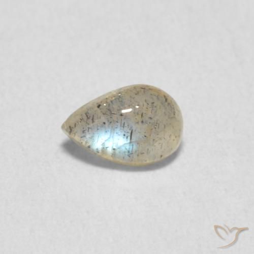 0.46ct طبيعي متعدد الألوان لابرادوريت, شكل الكمثرى, نصف شفاف
