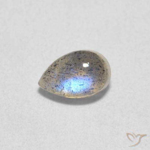 0.58ct طبيعي متعدد الألوان لابرادوريت, شكل الكمثرى, نصف شفاف