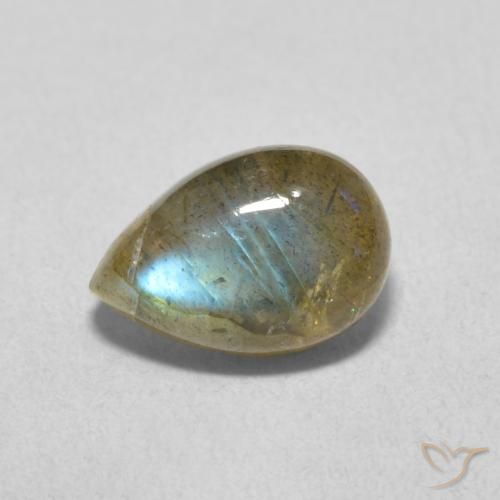 1.89ct طبيعي متعدد الألوان لابرادوريت, شكل الكمثرى, نصف شفاف