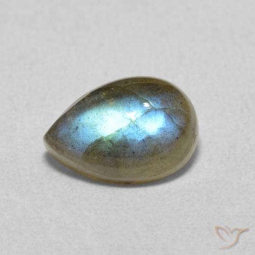 1.78ct طبيعي متعدد الألوان لابرادوريت, شكل الكمثرى, نصف شفاف