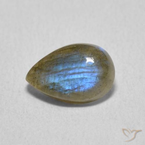 1.54ct طبيعي متعدد الألوان لابرادوريت, شكل الكمثرى, نصف شفاف