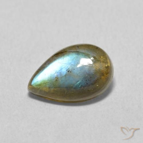 1.43ct طبيعي متعدد الألوان لابرادوريت, شكل الكمثرى, نصف شفاف