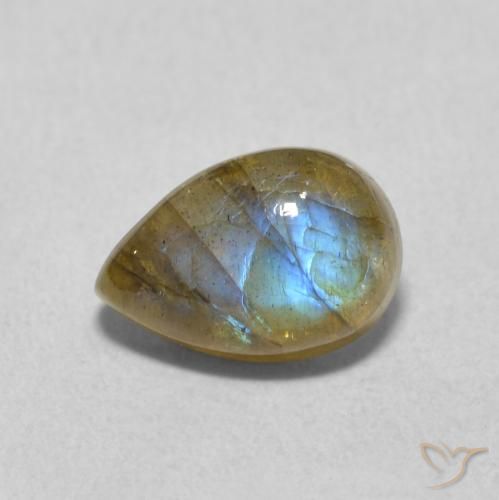 1.77ct طبيعي متعدد الألوان لابرادوريت, شكل الكمثرى, نصف شفاف