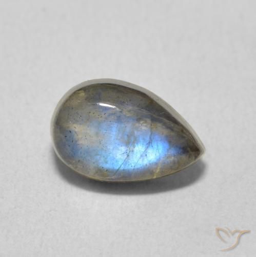 1.63ct طبيعي متعدد الألوان لابرادوريت, شكل الكمثرى, نصف شفاف