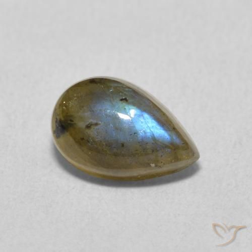 1.59ct طبيعي متعدد الألوان لابرادوريت, شكل الكمثرى, نصف شفاف