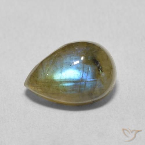 2.44ct طبيعي متعدد الألوان لابرادوريت, شكل الكمثرى, نصف شفاف