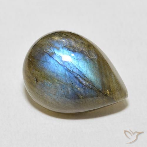 8.12ct طبيعي متعدد الألوان لابرادوريت, شكل الكمثرى, نصف شفاف