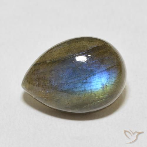 10.42ct طبيعي متعدد الألوان لابرادوريت, شكل الكمثرى, نصف شفاف