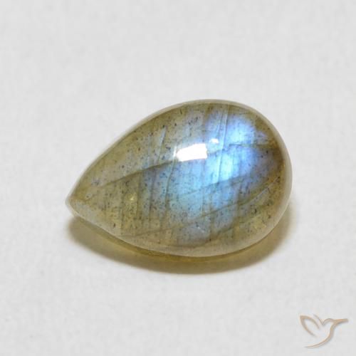 2.58ct طبيعي متعدد الألوان لابرادوريت, شكل الكمثرى, نصف شفاف