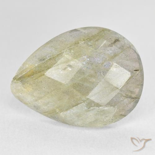9.61ct طبيعي متعدد الألوان لابرادوريت, شكل الكمثرى, نصف شفاف