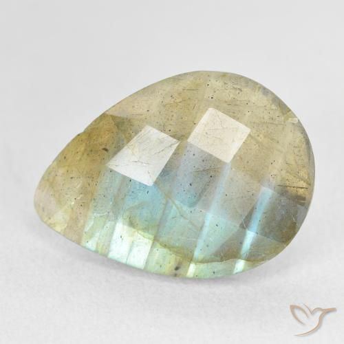 7.21ct طبيعي متعدد الألوان لابرادوريت, شكل الكمثرى, نصف شفاف