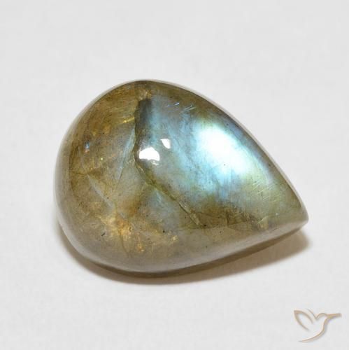 9.66ct طبيعي متعدد الألوان لابرادوريت, شكل الكمثرى, نصف شفاف