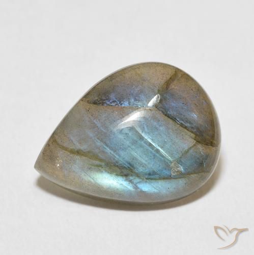 7.51ct طبيعي متعدد الألوان لابرادوريت, شكل الكمثرى, نصف شفاف